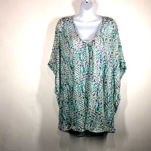 Shoshanna Other - Shoshanna green and purple 100% silk swim cover up size small